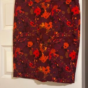 LOFT Floral Pencil Skirt in Red and Orange